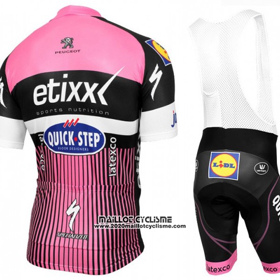 2016 Maillot Ciclismo Etixx Quick Step Rose et Noir Manches Courtes et Cuissard